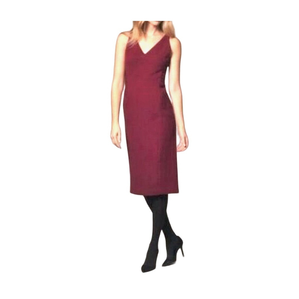 Rachel Roy Mulberry V-Neck Sleeveless Embroidered Sheath Dress Sz 0
